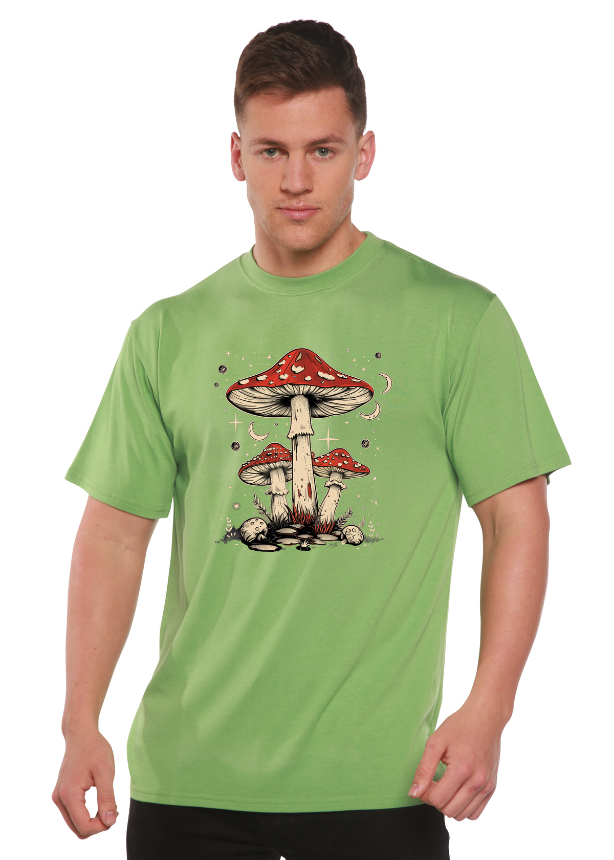Bamboo Men's Boho Mushroom Graphic T-Shirt – Soft Casual Printed Tee