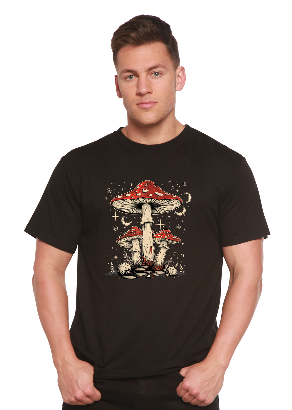 Bamboo Men's Boho Mushroom Graphic T-Shirt – Soft Casual Printed Tee