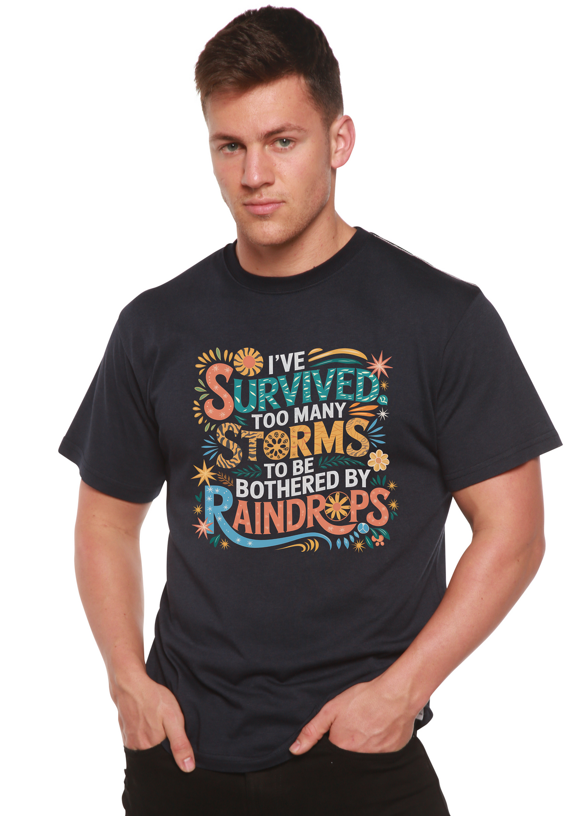Bamboo Men's Storm Survivor Graphic T-Shirt – Soft Casual Printed Tee