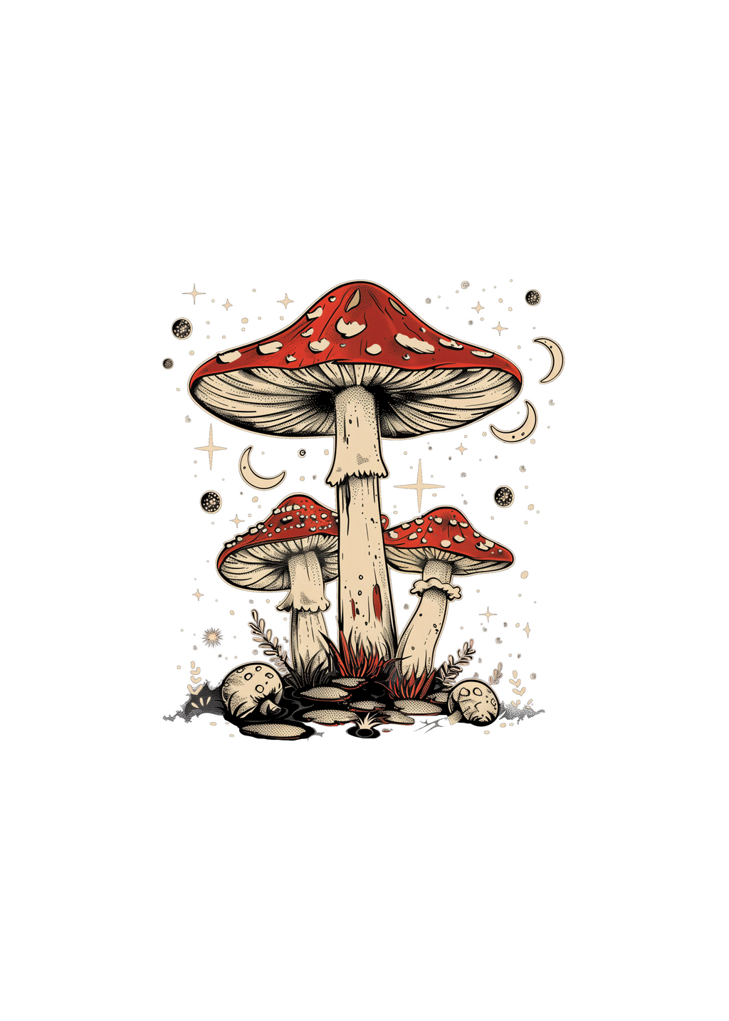 Bamboo Men's Boho Mushroom Graphic T-Shirt – Soft Casual Printed Tee
