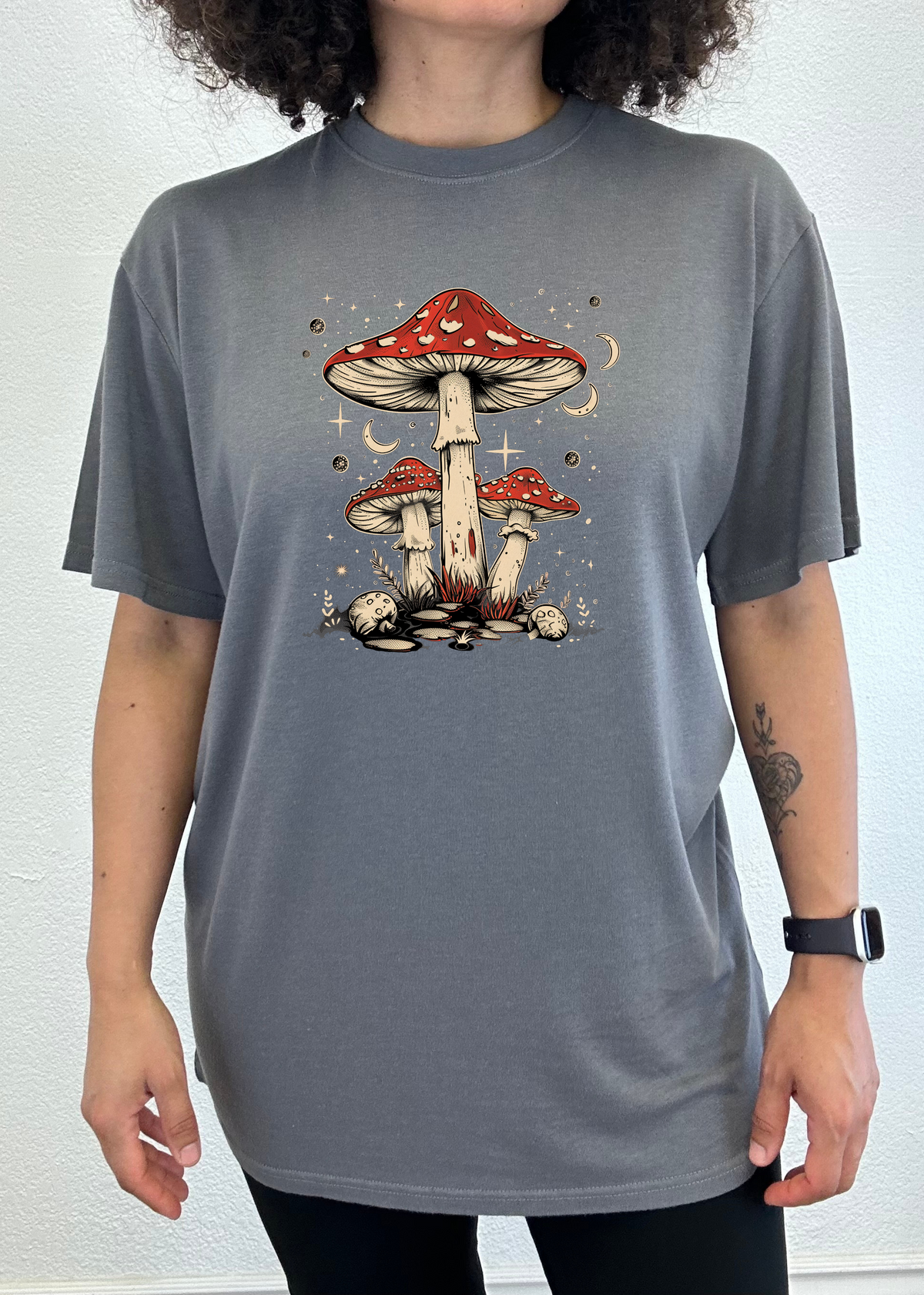 Bamboo Men's Boho Mushroom Graphic T-Shirt – Soft Casual Printed Tee