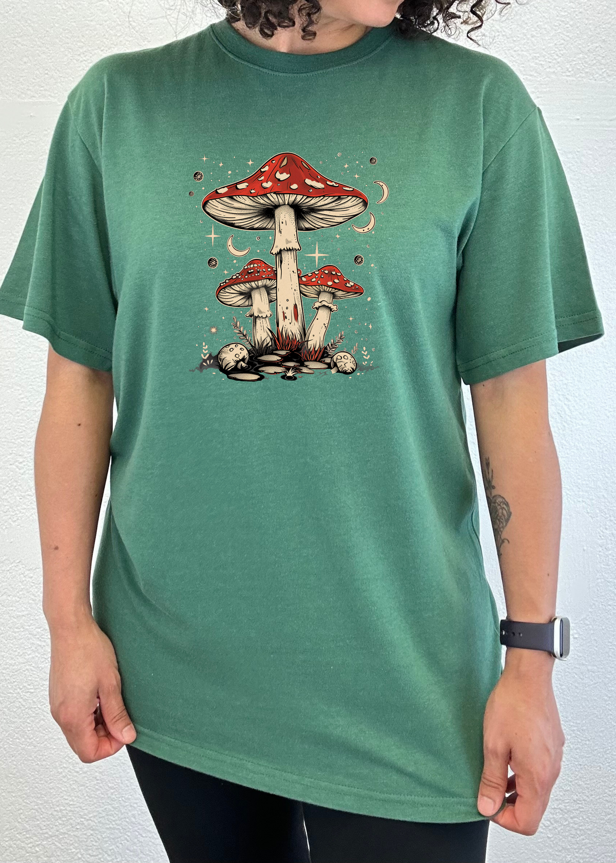 Bamboo Men's Boho Mushroom Graphic T-Shirt – Soft Casual Printed Tee