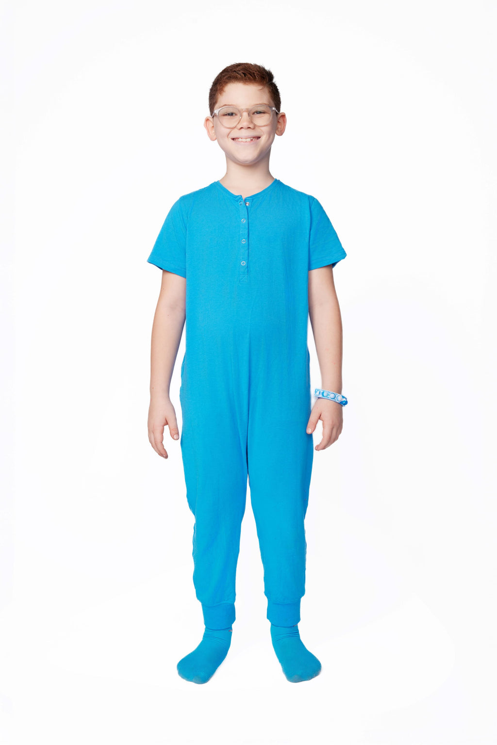 Bamboo Baby Comfort Playsuit – Soft Snap-Button Romper in Bright Blue