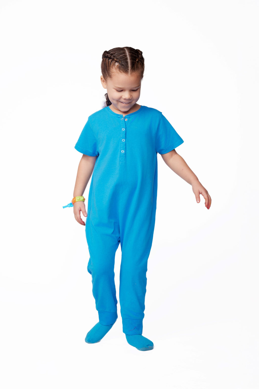Bamboo Baby Comfort Playsuit – Soft Snap-Button Romper in Bright Blue