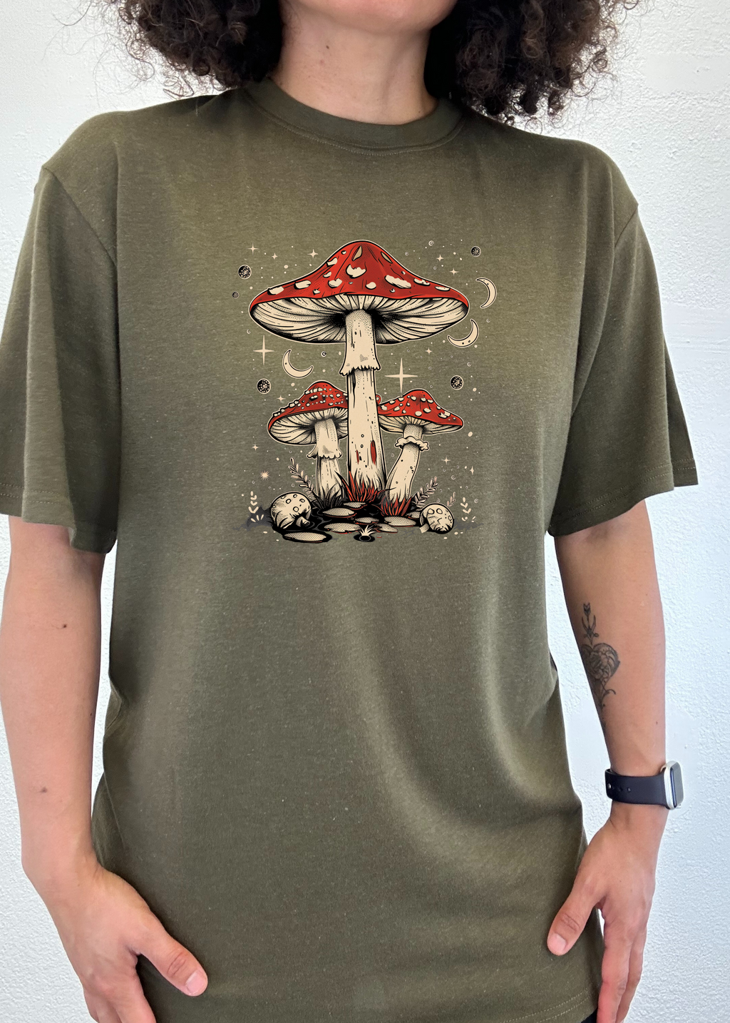 Bamboo Men's Boho Mushroom Graphic T-Shirt – Soft Casual Printed Tee