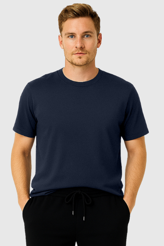 Bamboo Men's Everyday T-Shirt – Soft Breathable Casual Tee in Navy