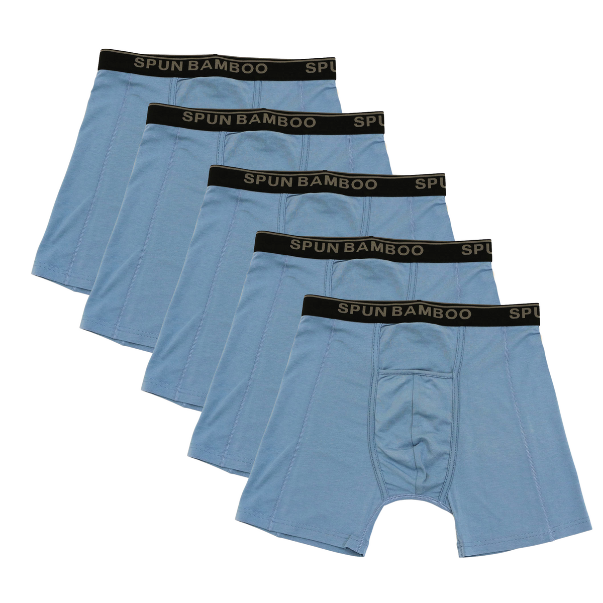 Bamboo Men's Boxer Briefs 5-Pack – Soft Supportive Underwear in Steel Blue