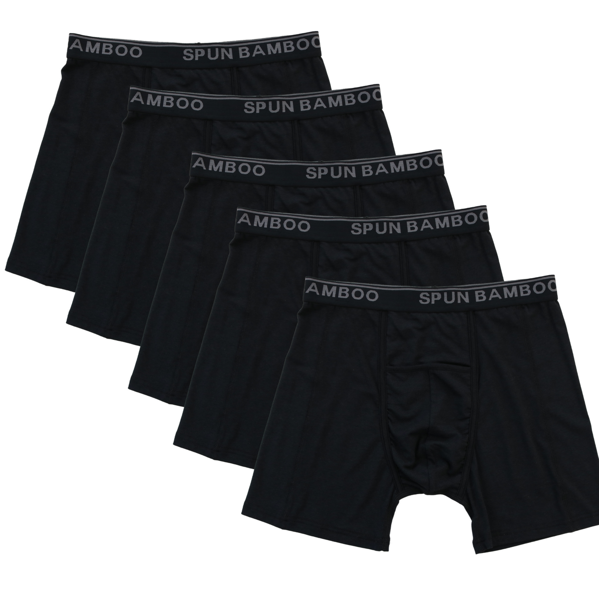Bamboo Men's Boxer Briefs 5-Pack – Soft Supportive Underwear in Black