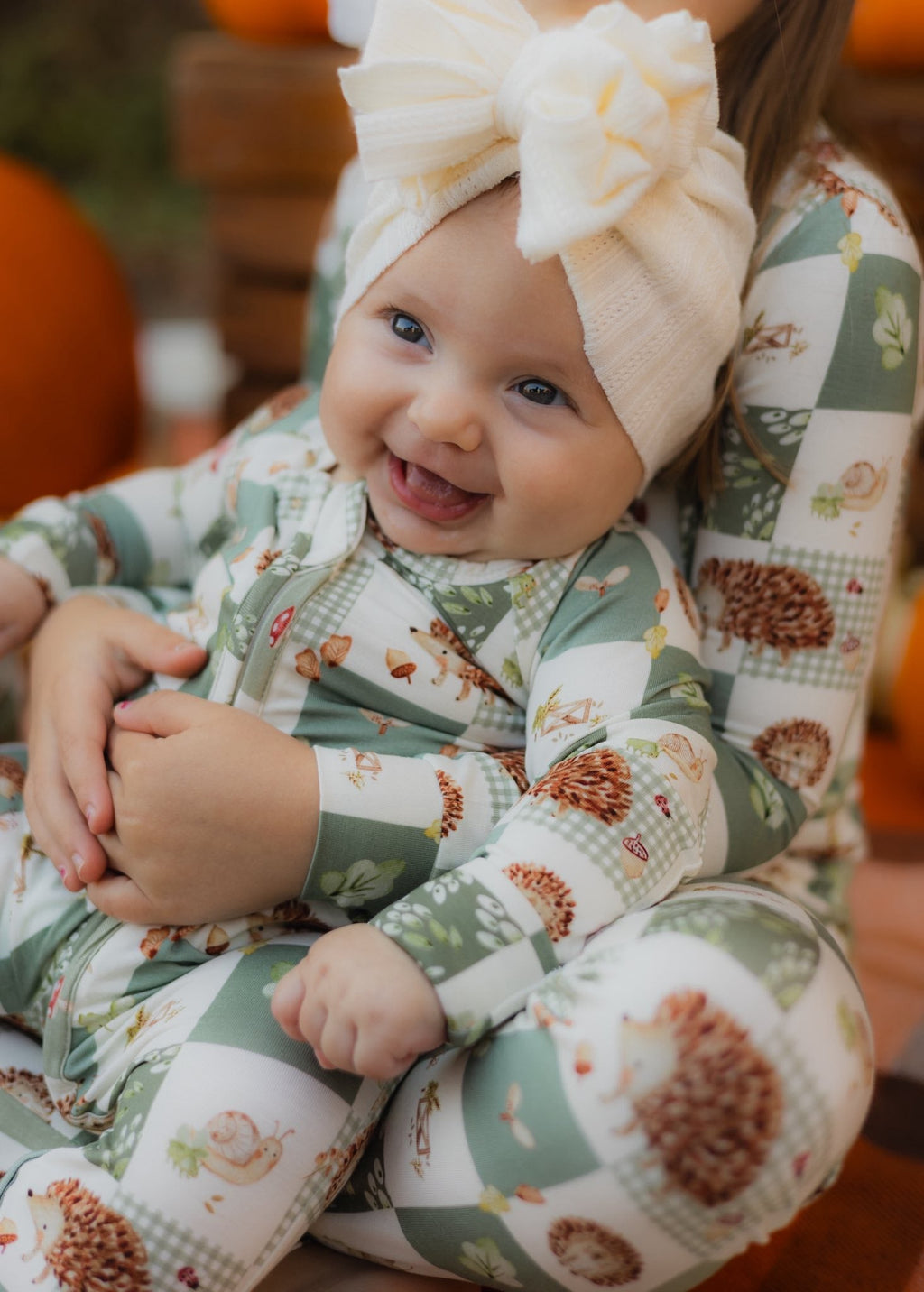 Bamboo Baby Zippy Pajamas – Soft Harvest Hedgehogs Print Sleeper