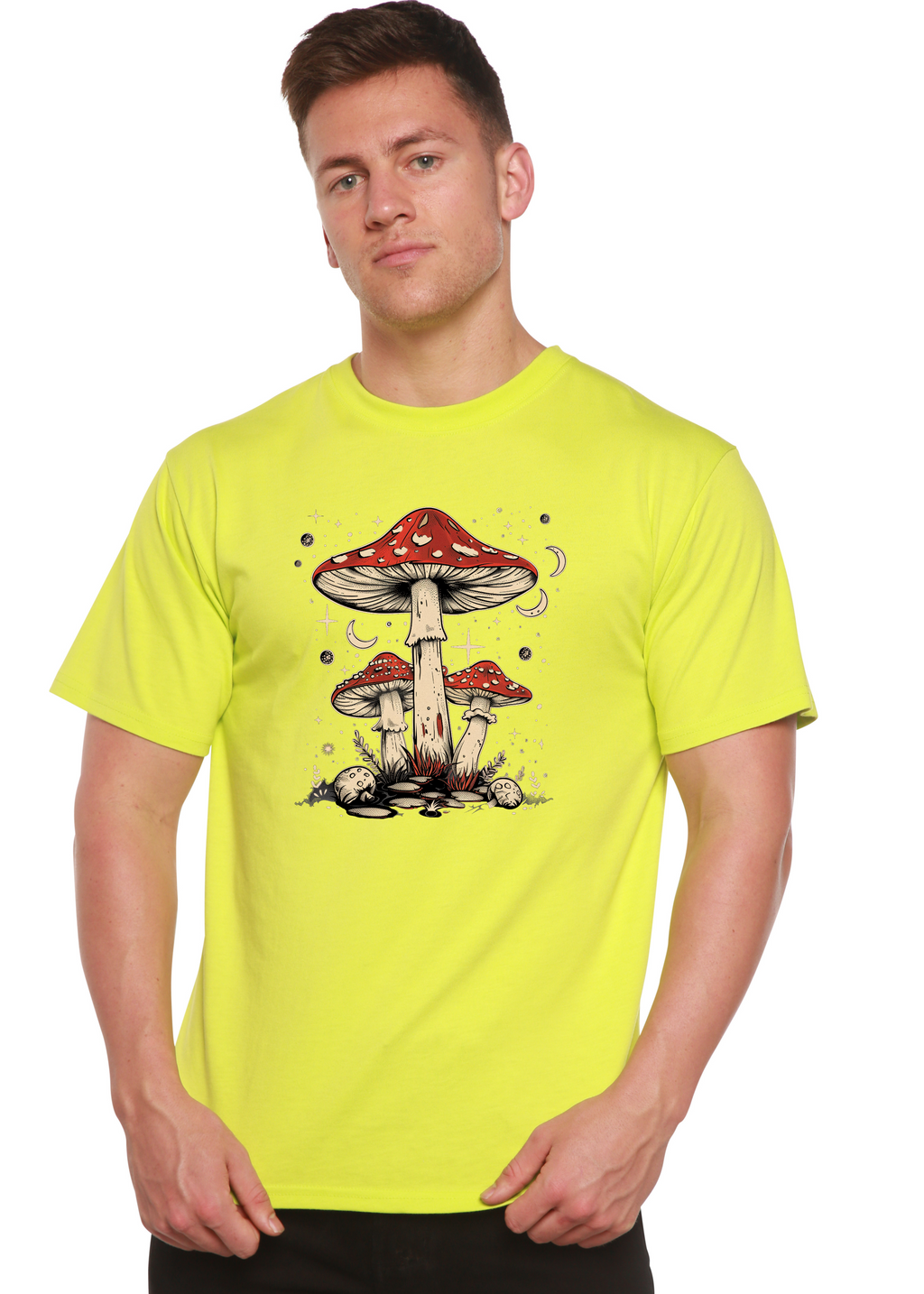 Bamboo Men's Boho Mushroom Graphic T-Shirt – Soft Casual Printed Tee
