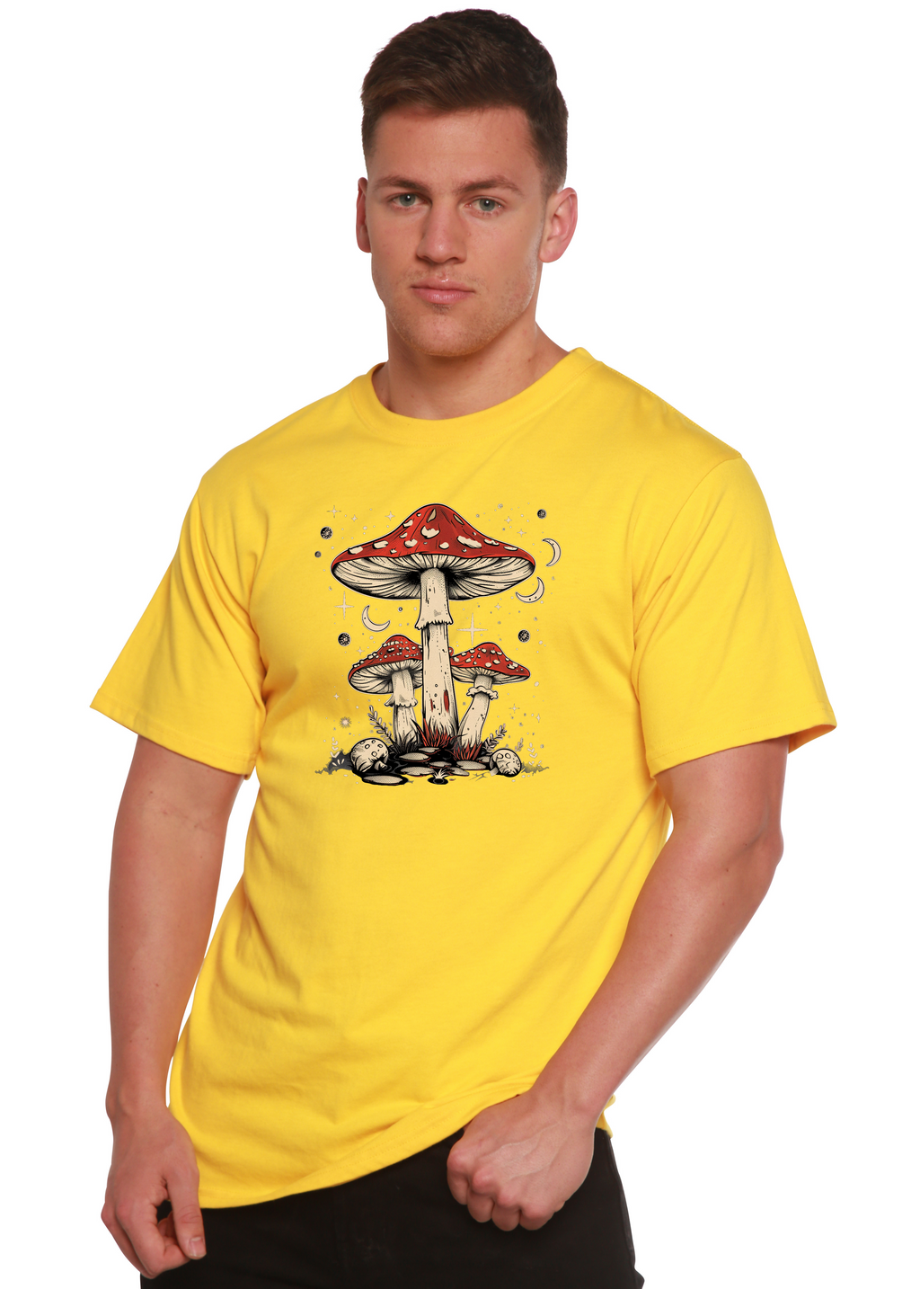 Bamboo Men's Boho Mushroom Graphic T-Shirt – Soft Casual Printed Tee