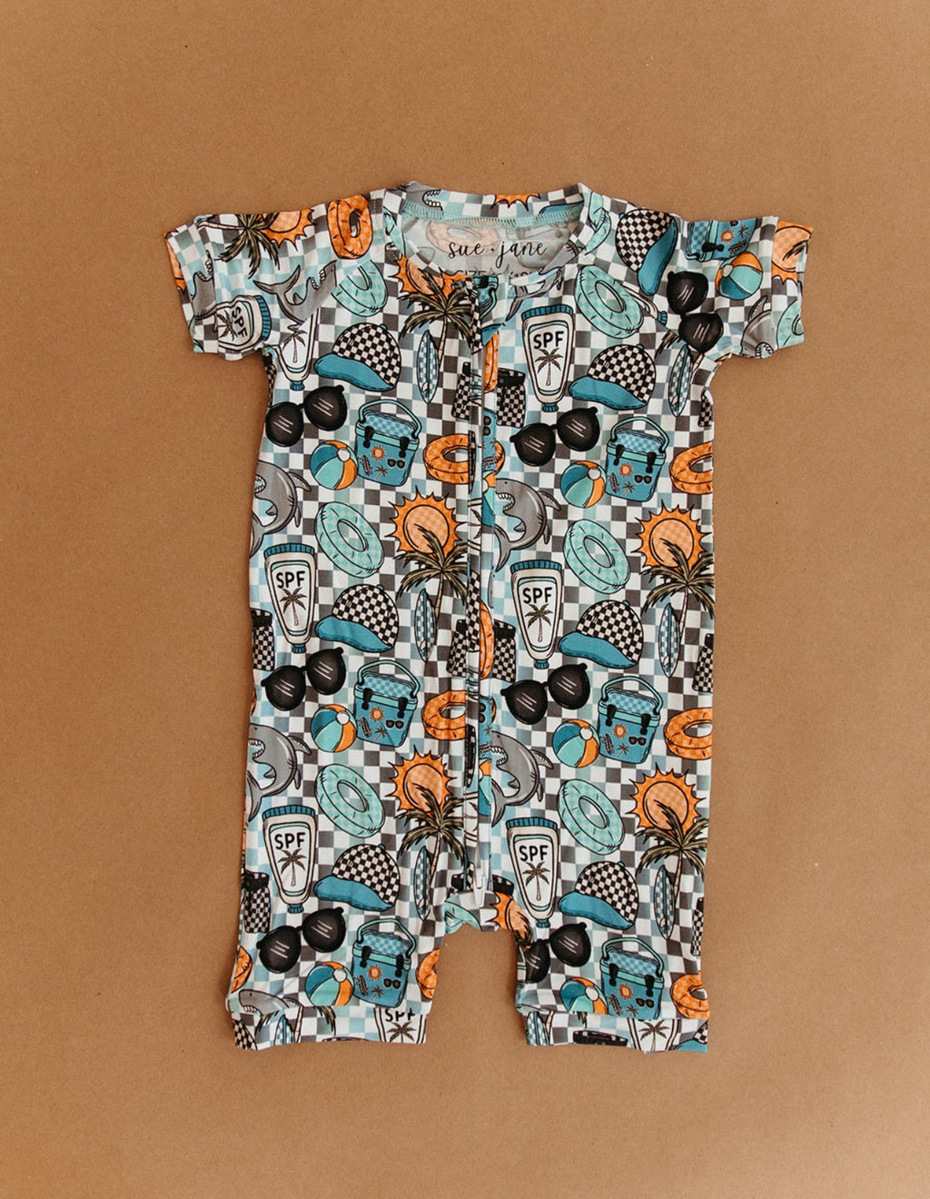 Bamboo Baby Zippy Sleeper – Soft Summer Surf Print Footless Pajamas