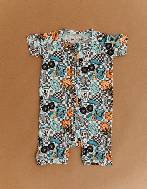 Bamboo Baby Zippy Sleeper – Soft Summer Surf Print Footless Pajamas
