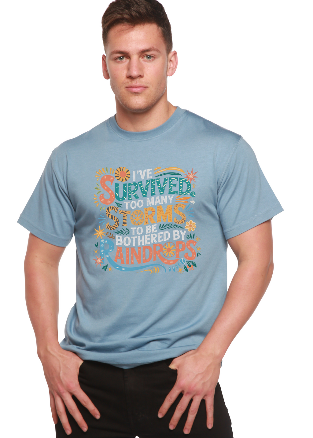 Bamboo Men's Storm Survivor Graphic T-Shirt – Soft Casual Printed Tee