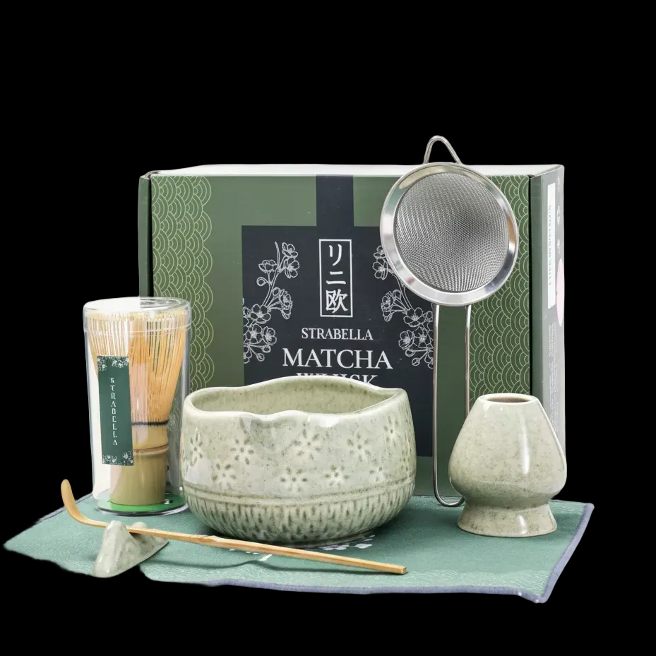 Bamboo Matcha Whisk Set – Chasen Whisk & Ceramic Chawan Tea Bowl
