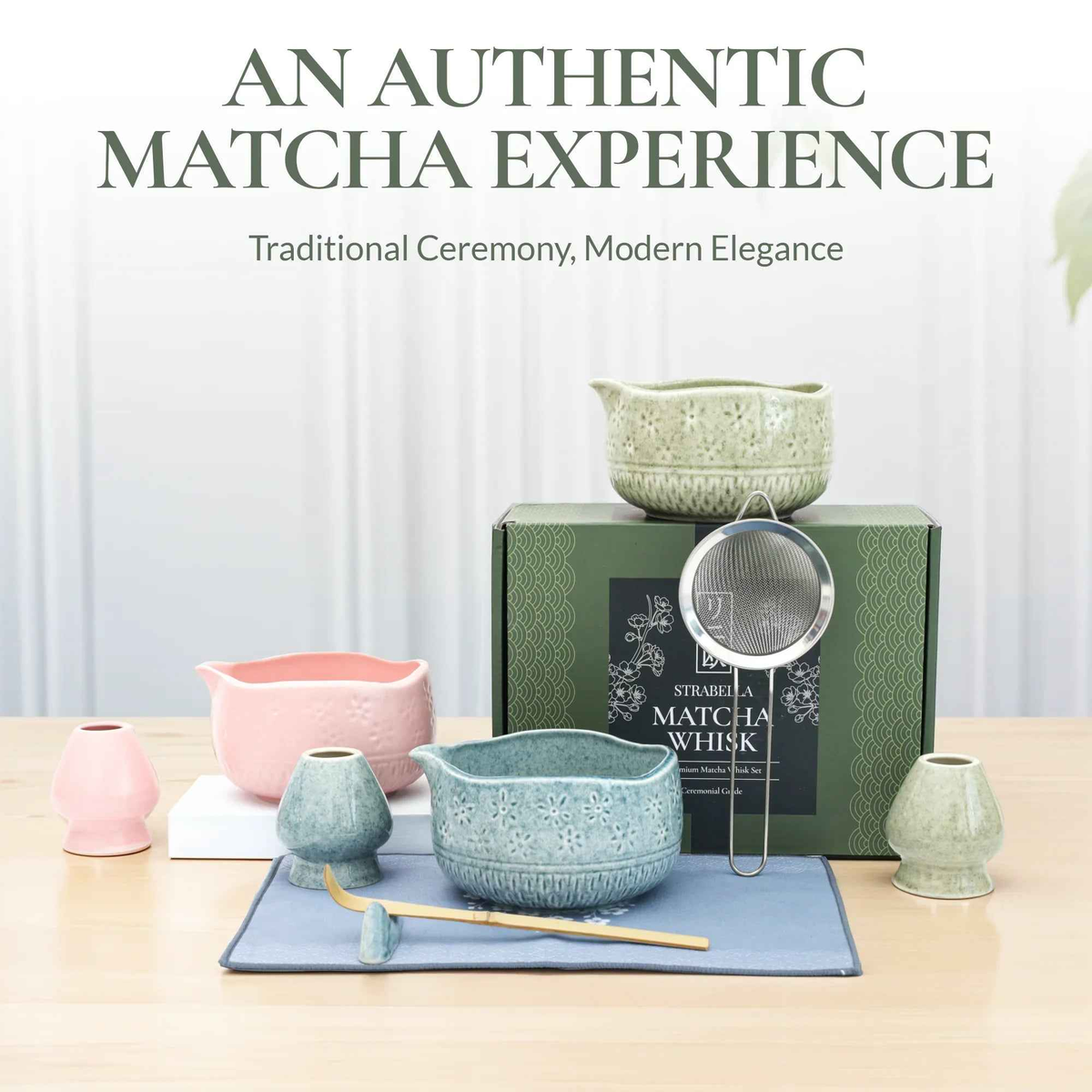 Bamboo Matcha Whisk Set – Chasen Whisk & Ceramic Chawan Tea Bowl