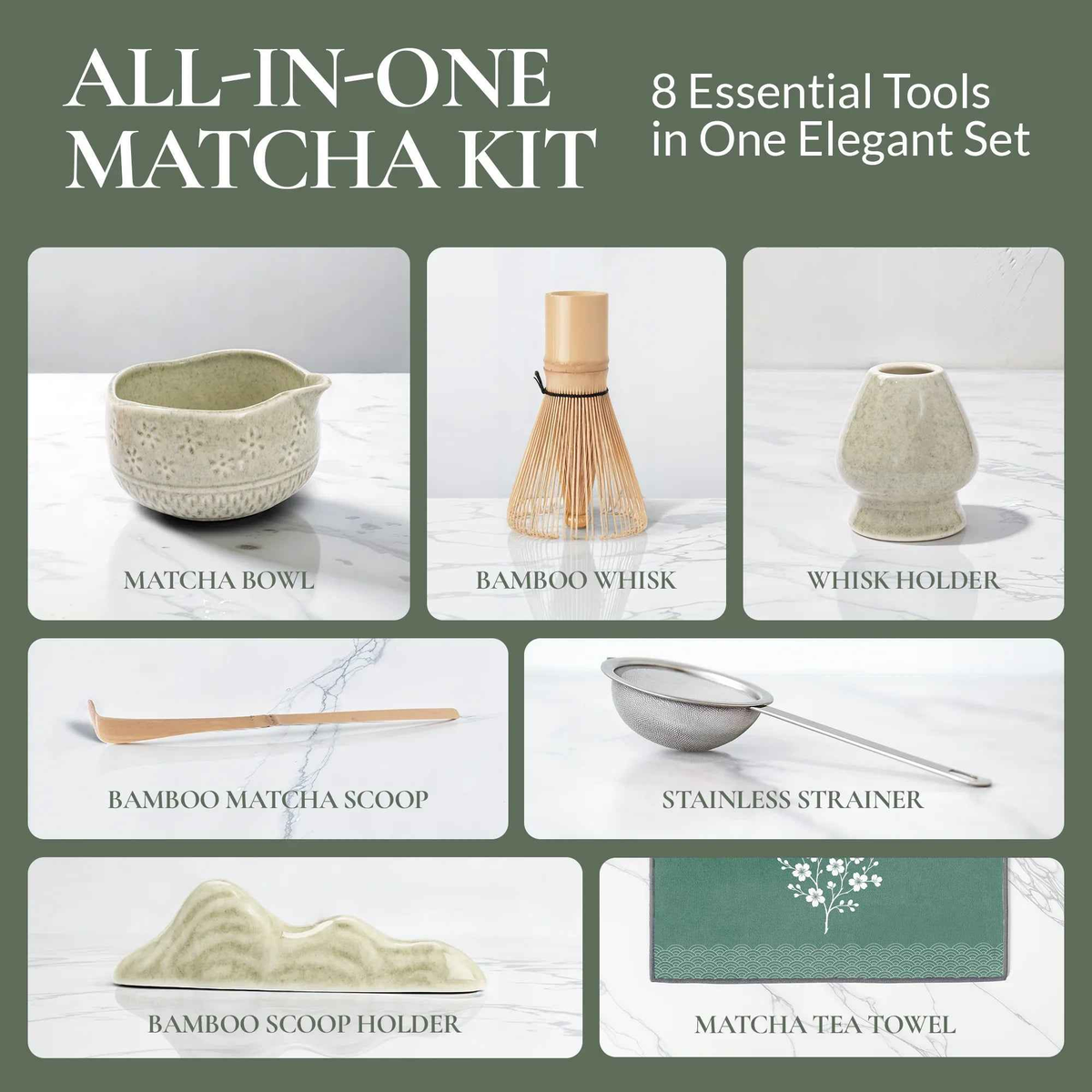 Bamboo Matcha Whisk Set – Chasen Whisk & Ceramic Chawan Tea Bowl