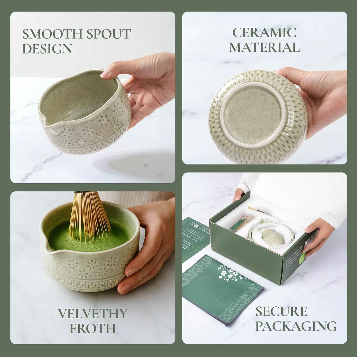 Bamboo Matcha Whisk Set – Chasen Whisk & Ceramic Chawan Tea Bowl