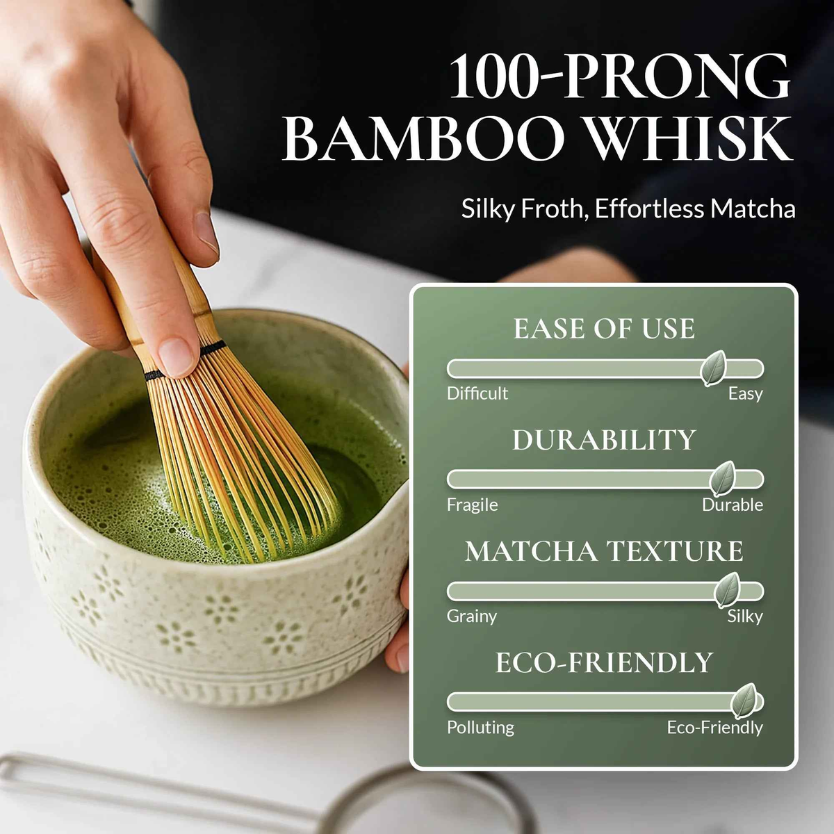 Bamboo Matcha Whisk Set – Chasen Whisk & Ceramic Chawan Tea Bowl