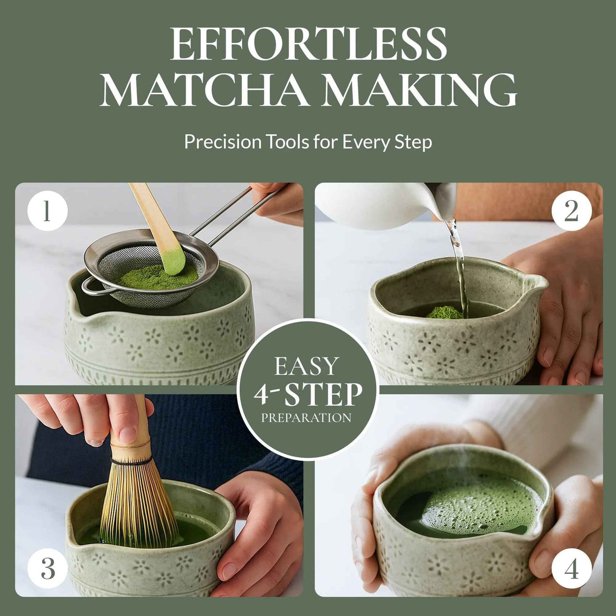 Bamboo Matcha Whisk Set – Chasen Whisk & Ceramic Chawan Tea Bowl