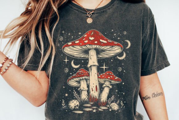 Bamboo Men's Boho Mushroom Graphic T-Shirt – Soft Casual Printed Tee