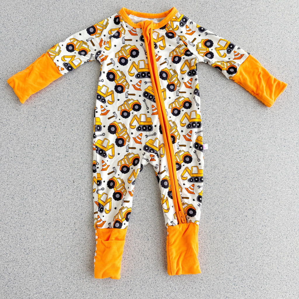 Bamboo Kids Pajamas – Soft Construction Trucks Print Two-Piece Sleep Set