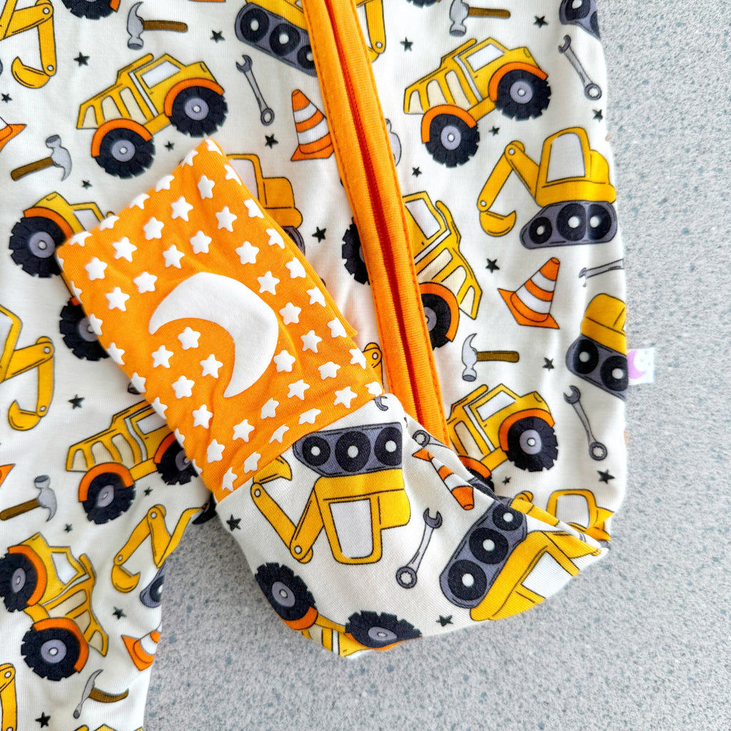 Bamboo Kids Pajamas – Soft Construction Trucks Print Two-Piece Sleep Set