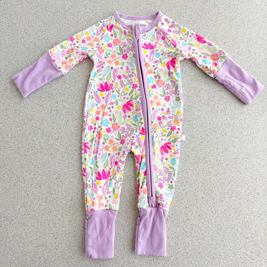 Bamboo Kids Pajamas – Soft Lilac Petals Print Two-Piece Sleep Set