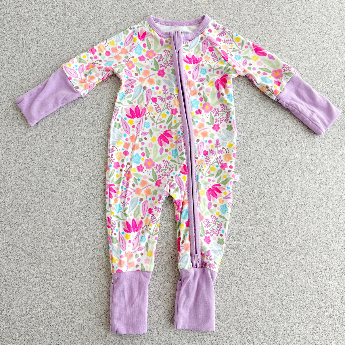Bamboo Kids Pajamas – Soft Lilac Petals Print Two-Piece Sleep Set