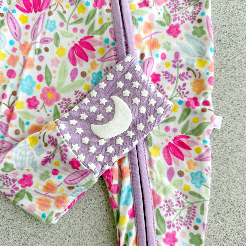 Bamboo Kids Pajamas – Soft Lilac Petals Print Two-Piece Sleep Set