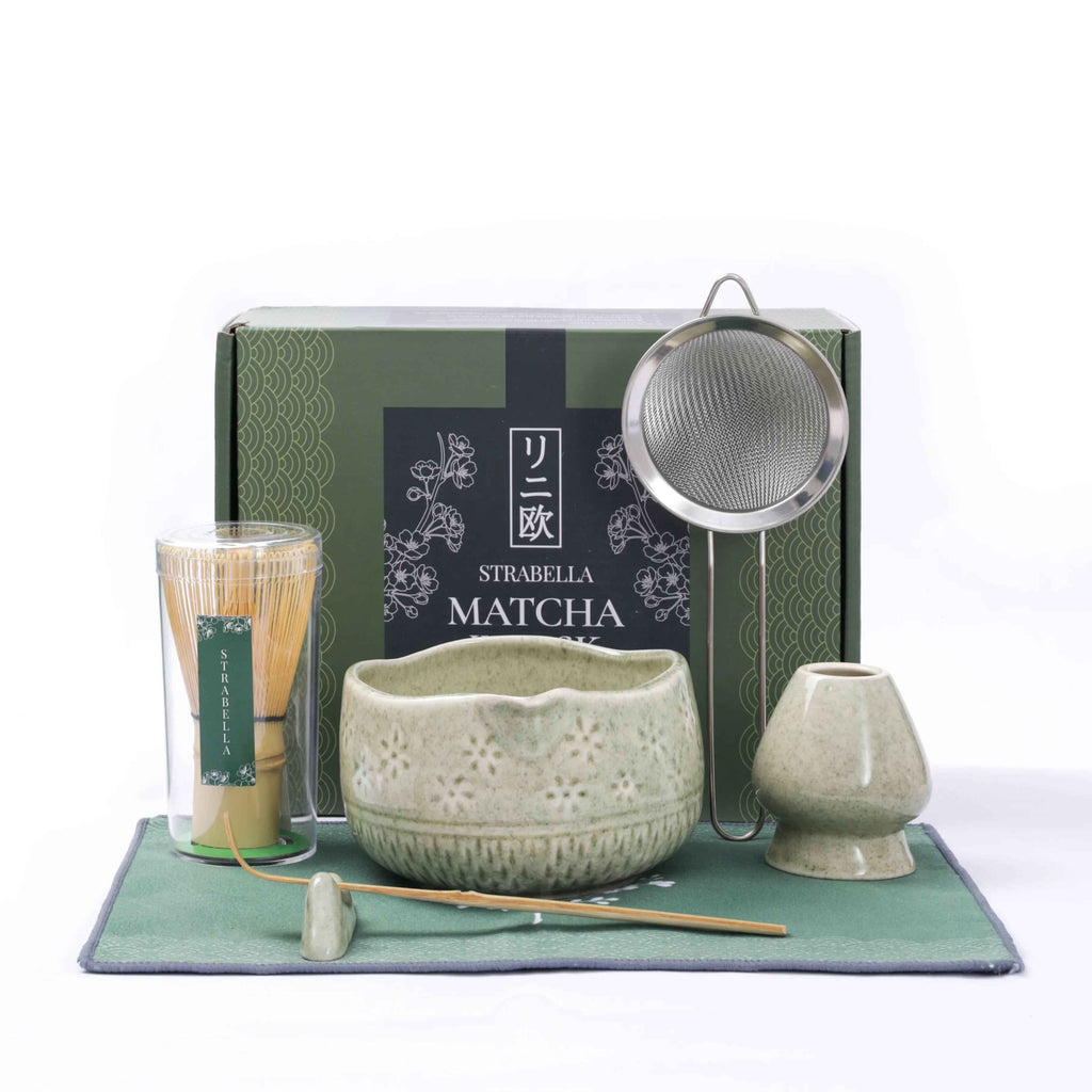 Bamboo Matcha Whisk Set – Chasen Whisk & Ceramic Chawan Tea Bowl