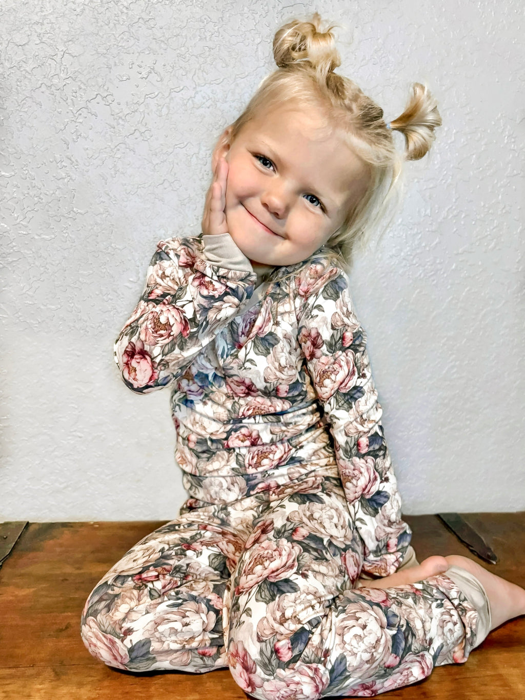 Bamboo Kids Pajama Set – Soft Vintage Floral Print Two-Piece Sleep Set