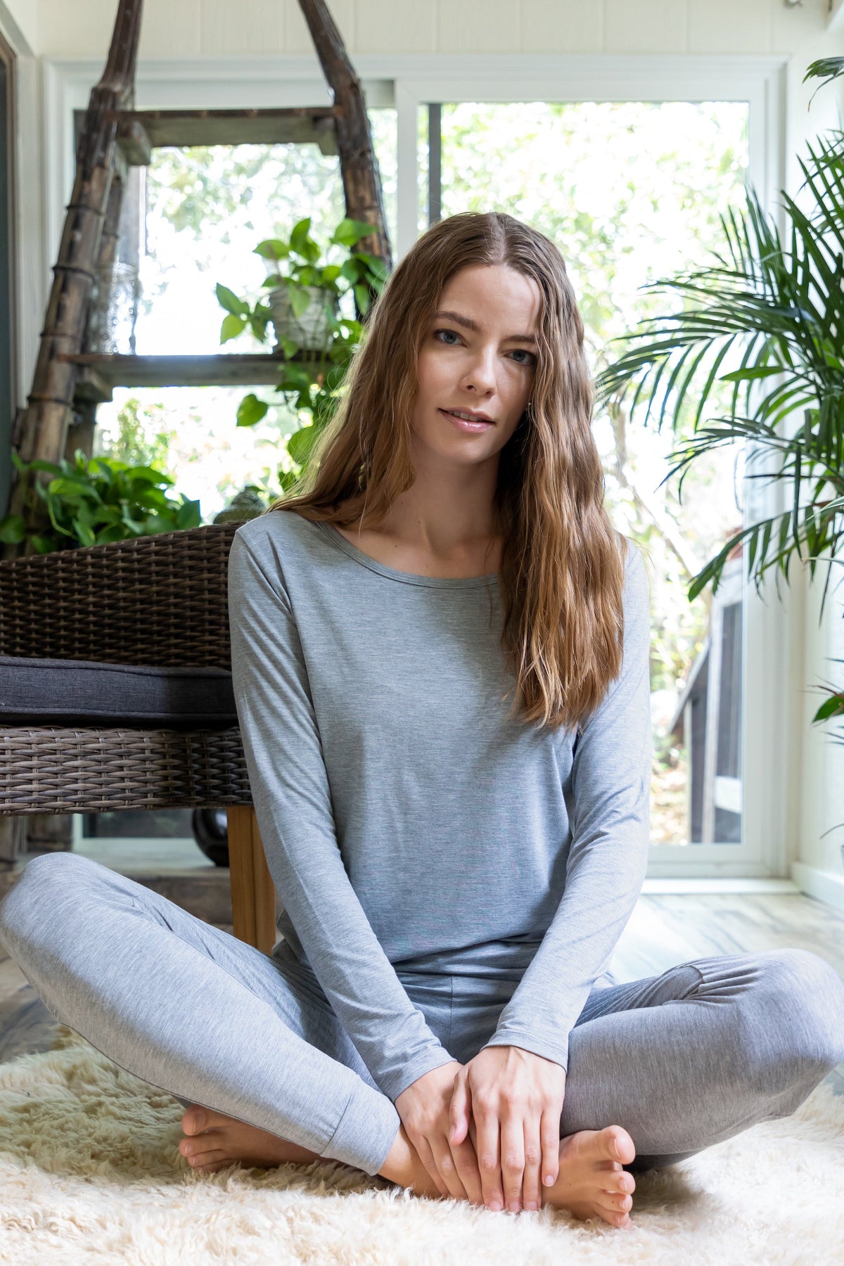 Bamboo Women's Lounge Long Sleeve Top – Soft Relaxed Fit Casual Shirt