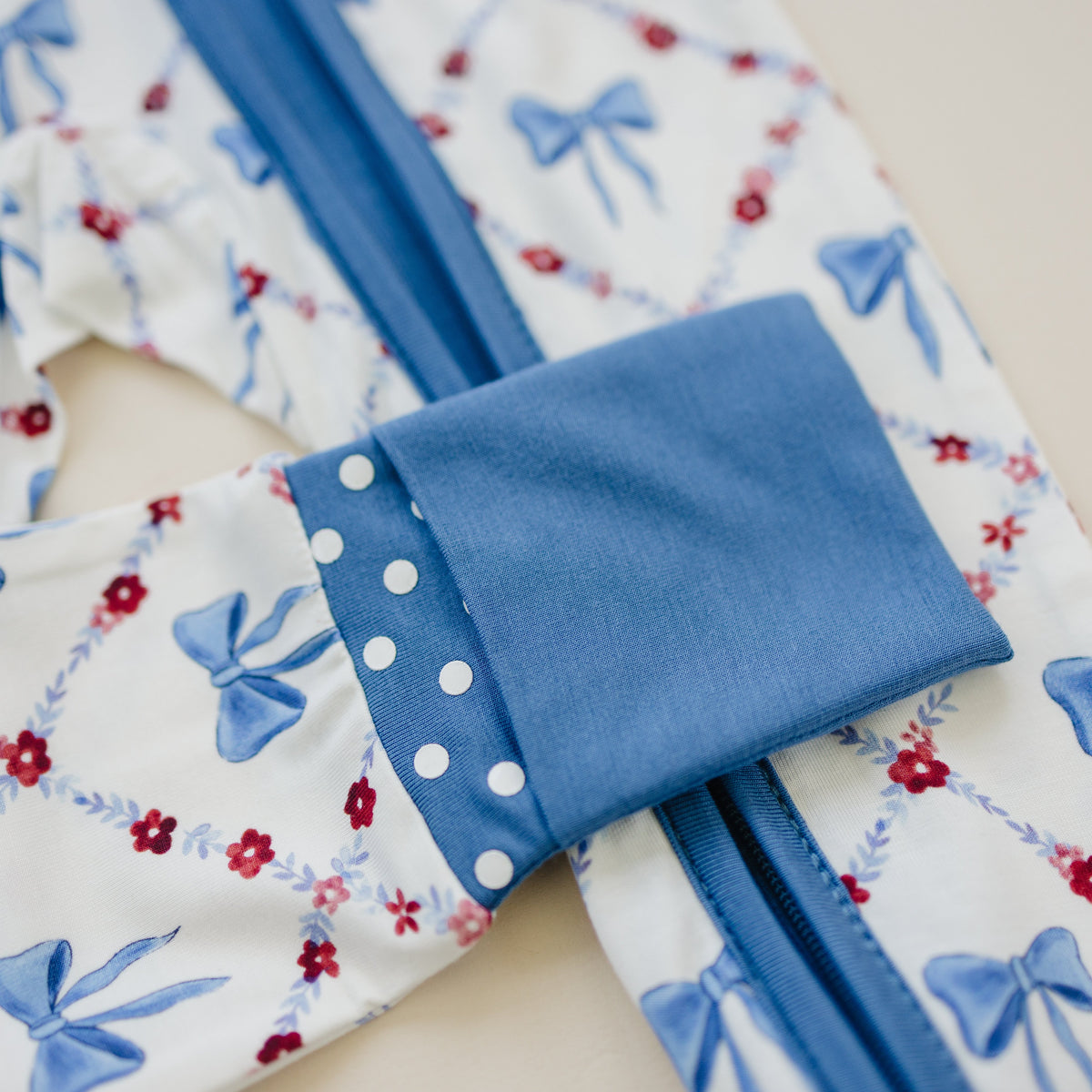 Bamboo Baby Zippy Pajamas – Soft Red White & Bows Patriotic Sleeper