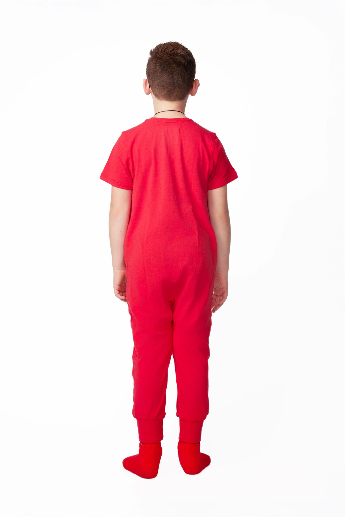 Bamboo Baby Comfort Playsuit – Soft Snap-Button Romper in Cherry Red