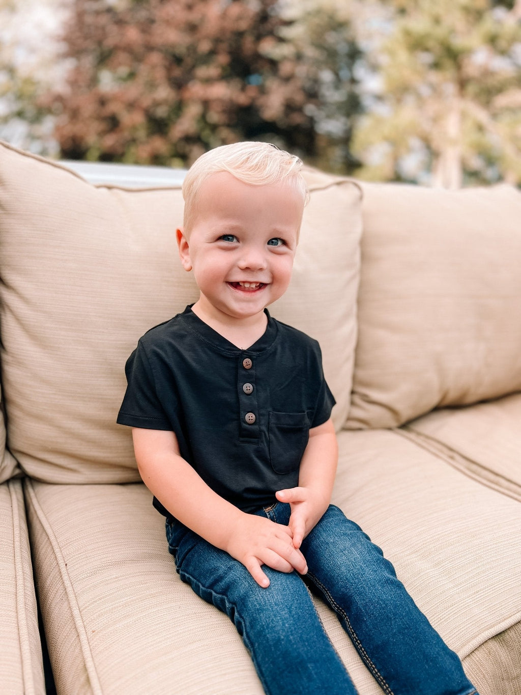 Bamboo Boys Henley T-Shirt – Soft Breathable Casual Button-Neck Tee