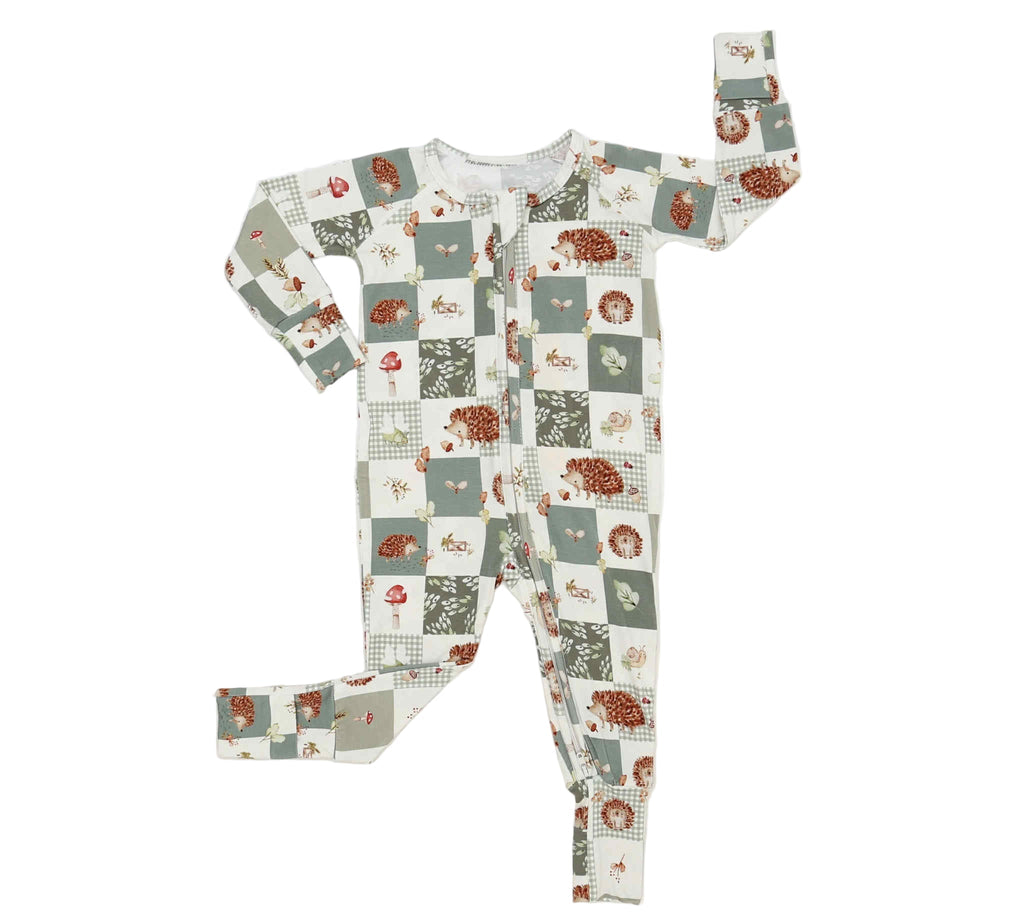 Bamboo Baby Zippy Pajamas – Soft Harvest Hedgehogs Print Sleeper
