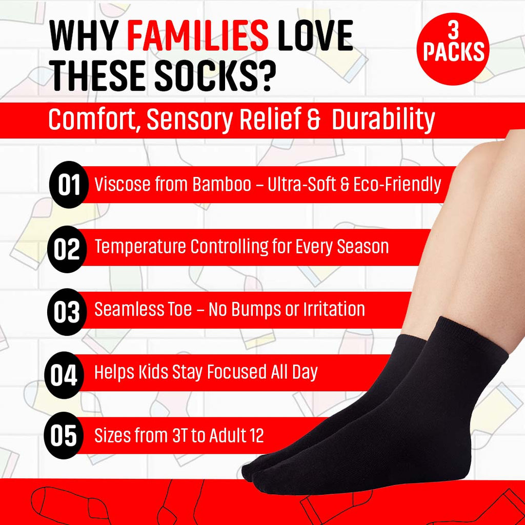 Bamboo Men's Crew Socks 3-Pack – Soft Breathable Everyday Socks