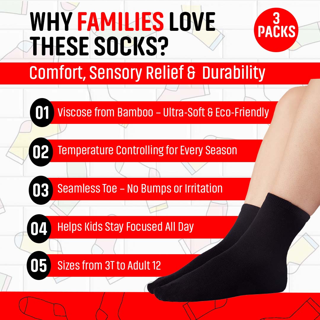 Bamboo Men's Crew Socks 3-Pack – Soft Breathable Everyday Socks