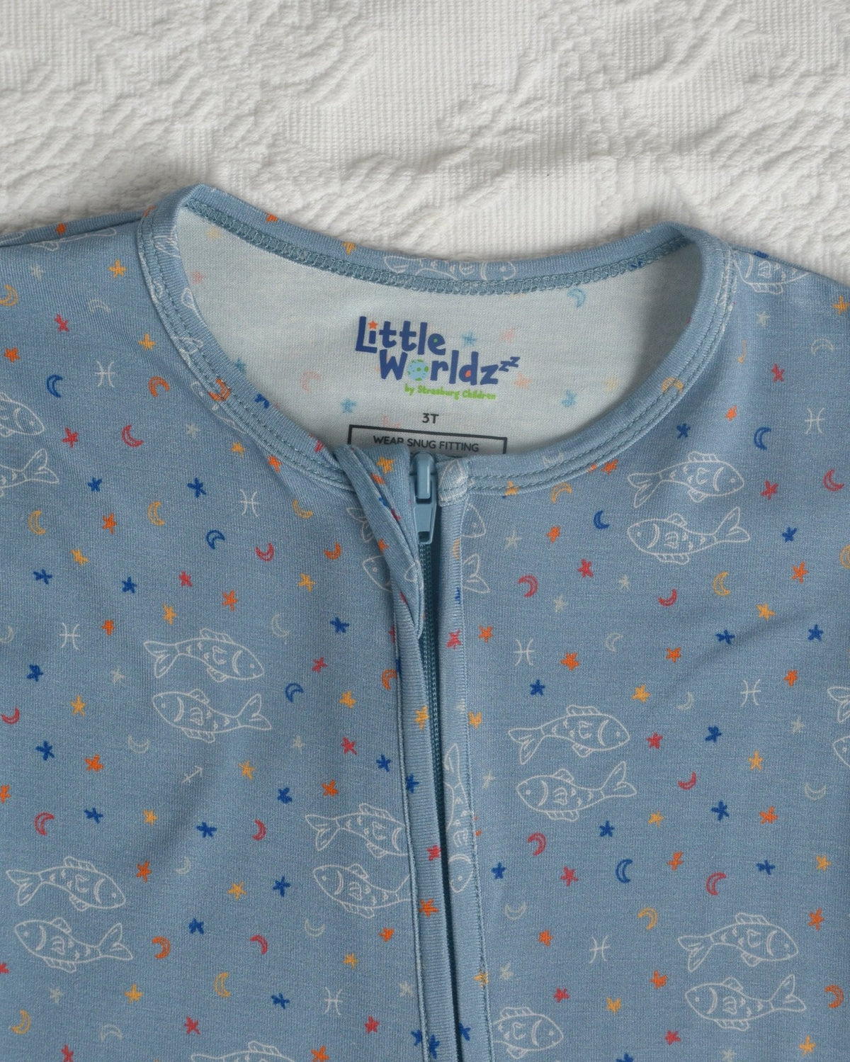 Bamboo Baby Romper – Soft Pisces Zodiac Print Pajama Romper