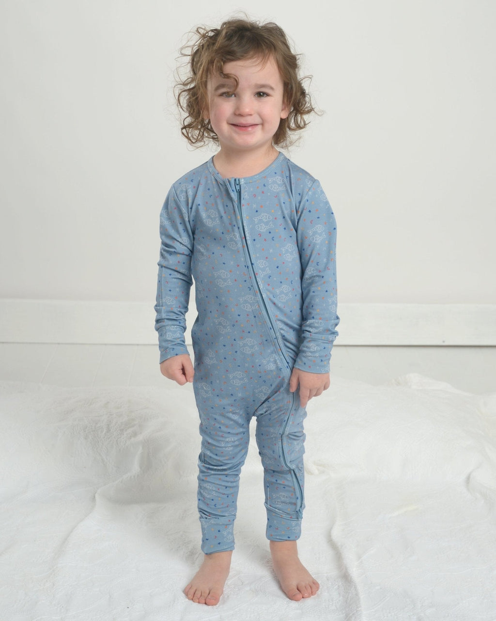 Bamboo Baby Romper – Soft Pisces Zodiac Print Pajama Romper