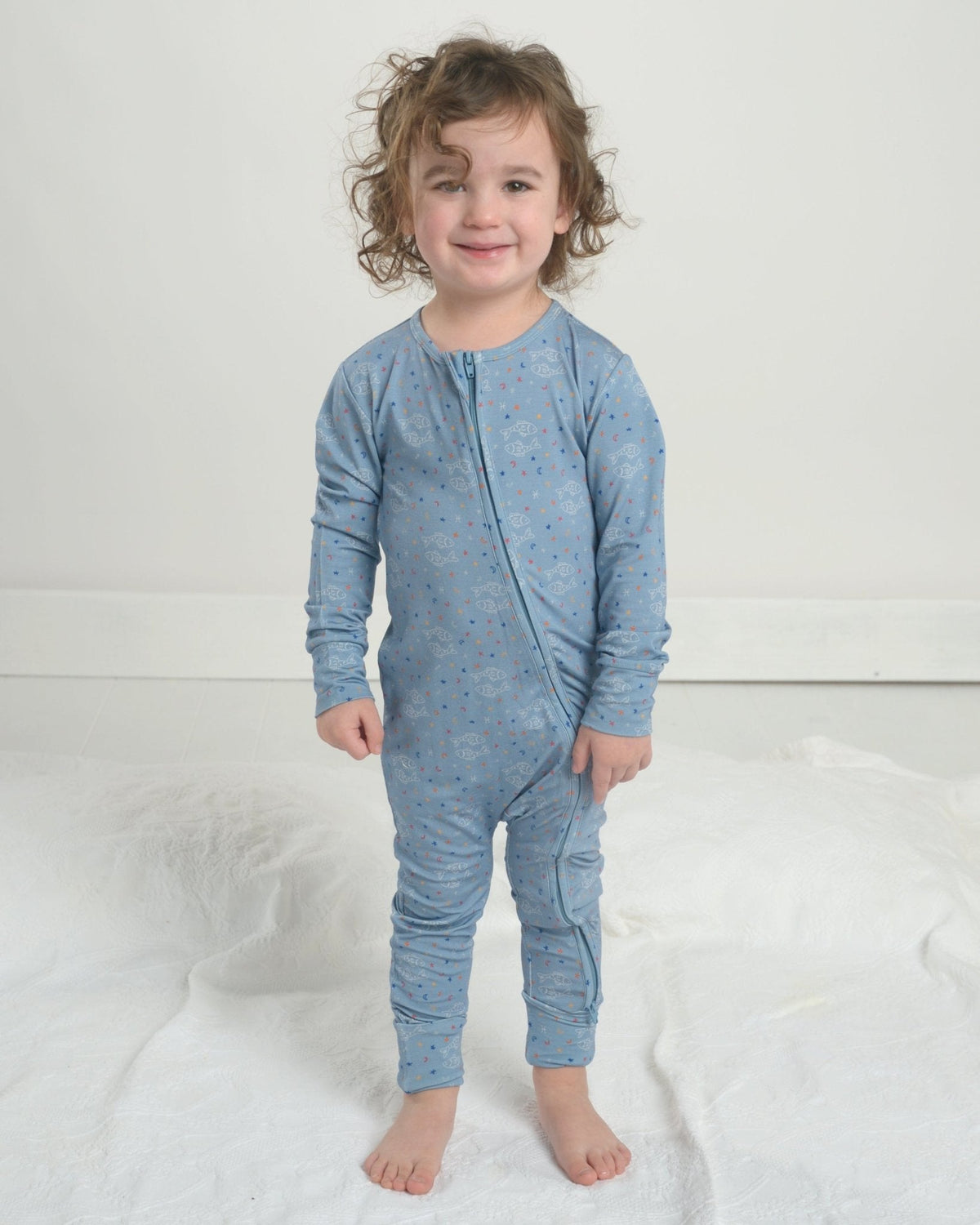 Bamboo Baby Romper – Soft Pisces Zodiac Print Pajama Romper