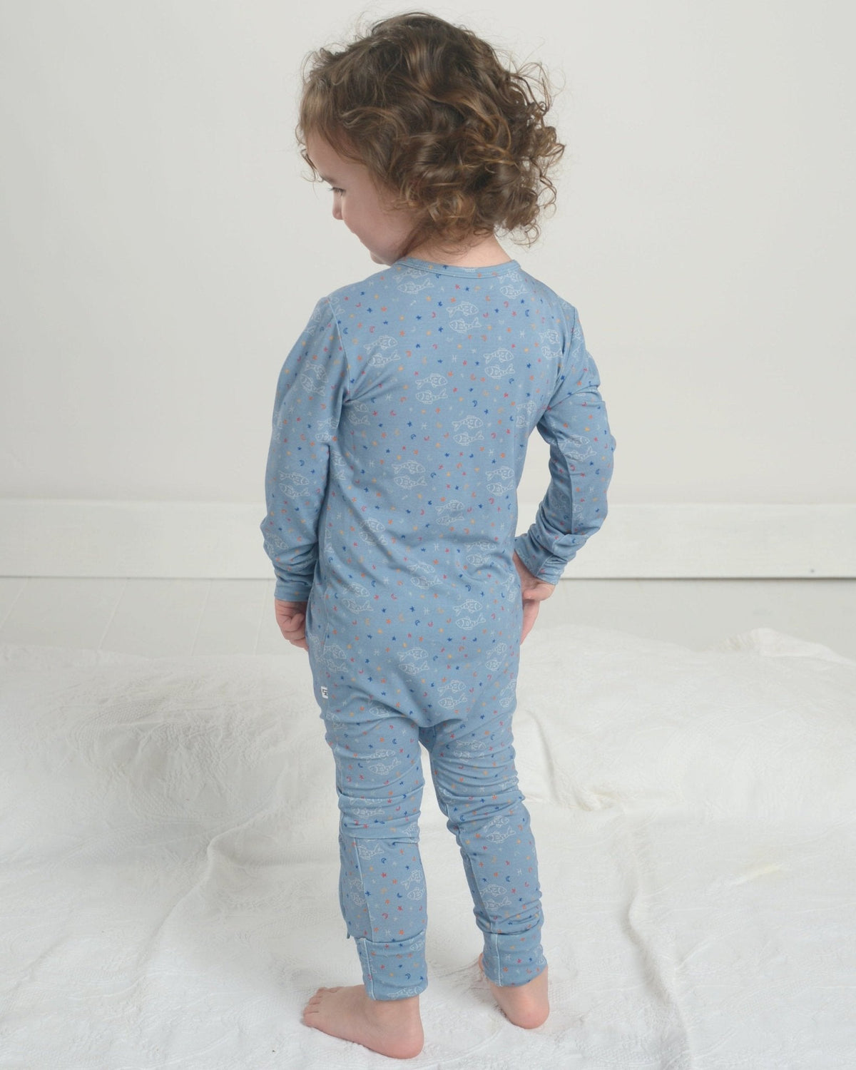 Bamboo Baby Romper – Soft Pisces Zodiac Print Pajama Romper