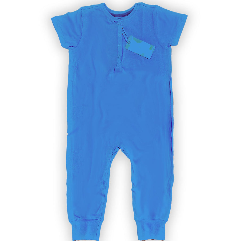 Bamboo Baby Comfort Playsuit – Soft Snap-Button Romper in Bright Blue