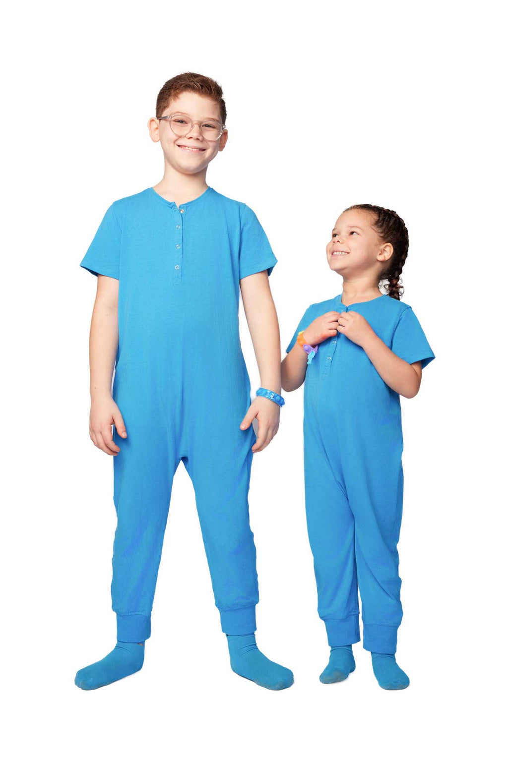 Bamboo Baby Comfort Playsuit – Soft Snap-Button Romper in Bright Blue