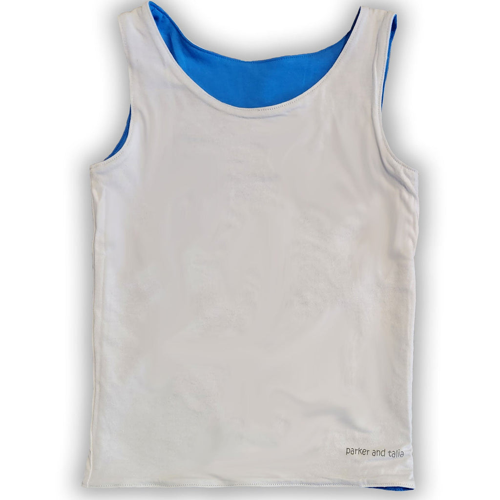 Essential Reversible Tank. Blue/white