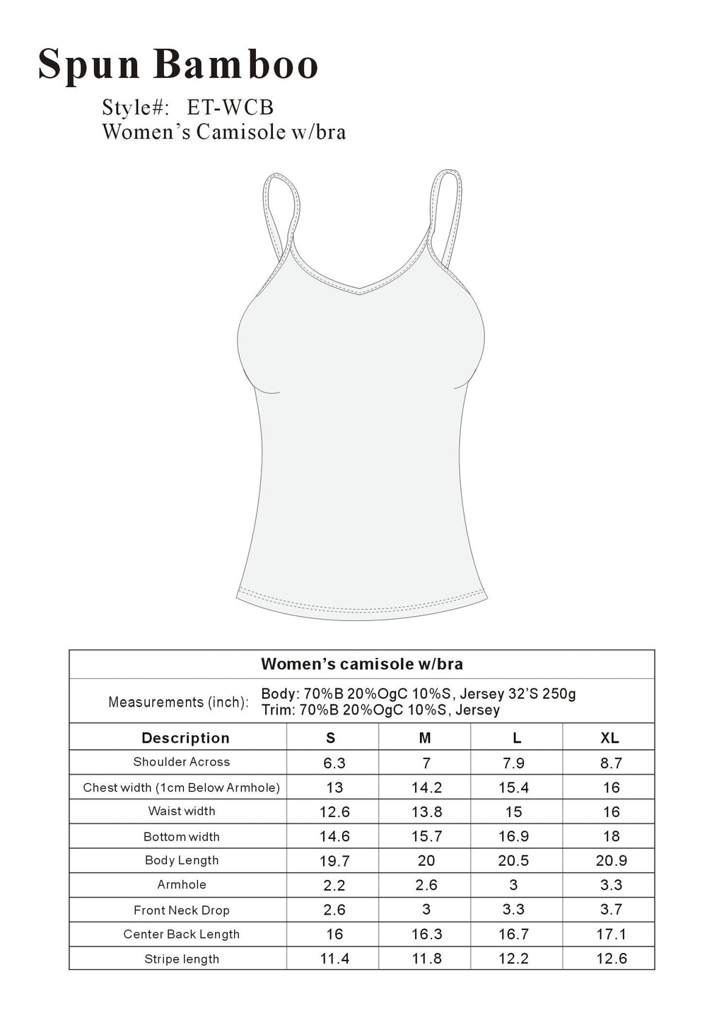 Bamboo Women's Camisole with Built-In Shelf Bra – Soft Lounge Top