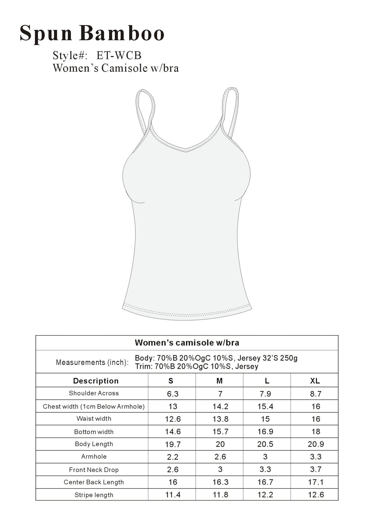 Bamboo Women's Camisole with Built-In Shelf Bra – Soft Lounge Top